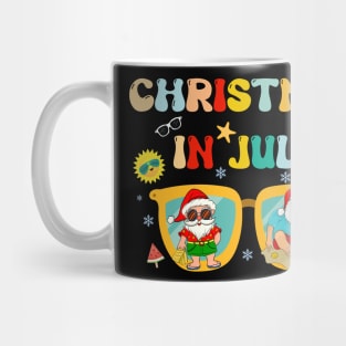 Christmas In July Santa Sunglasses Summer Beach Funny Xmas Mug